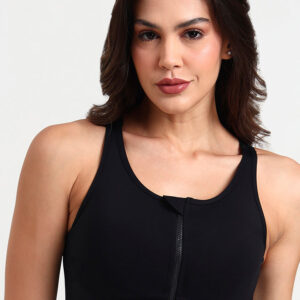 Women's Front Zip High Support Sports Bra - Black